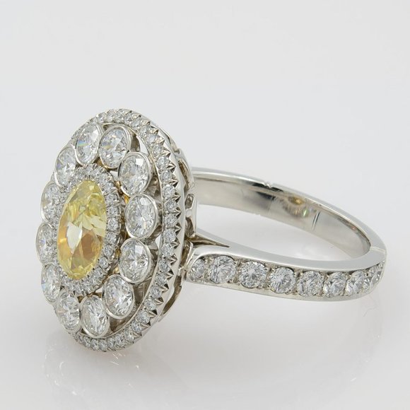Rachel Koen Fancy Yellow 1.02ct Oval Diamond Engagement Ring Platinum Size 6.5 - Picture 7 of 9